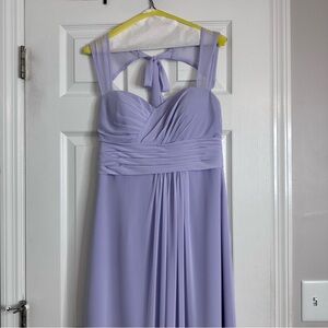Bill Levkoff Lavender Strapless Chiffon Gown with Sheer Tie Straps